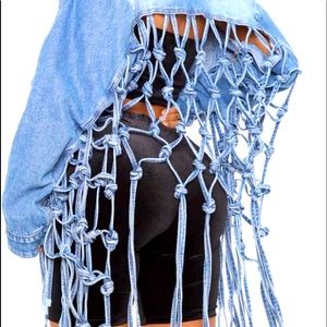 New Denim Knotted Fringe Jacket